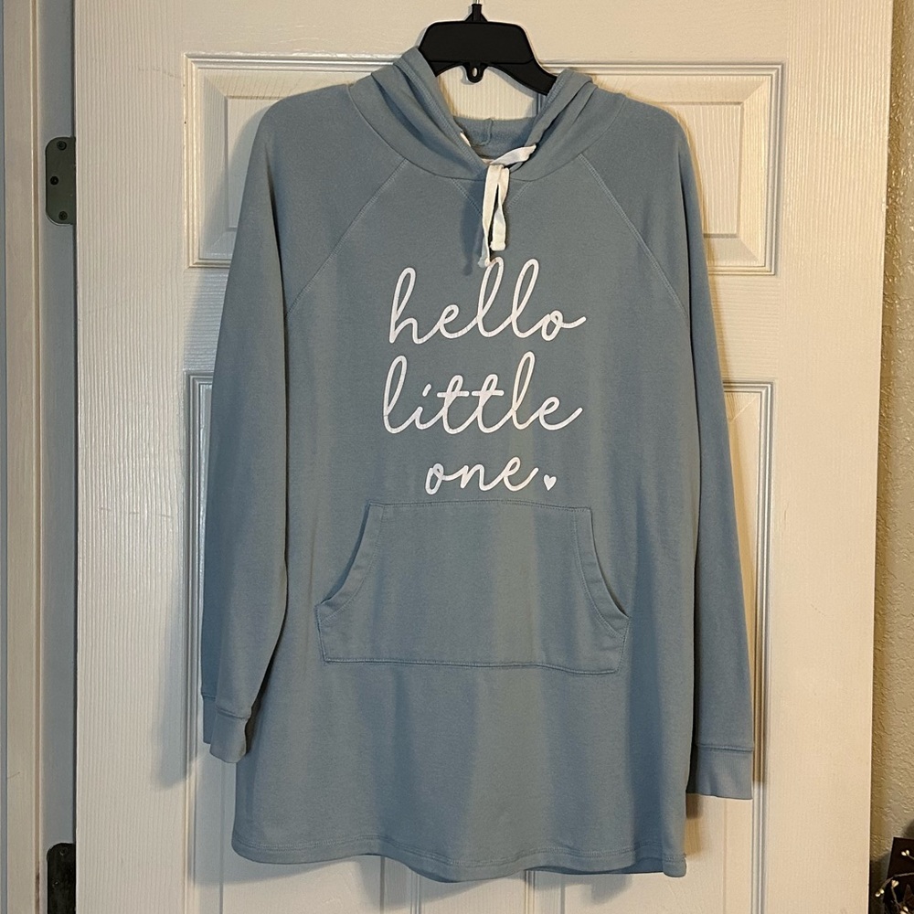 Isabel Maternity Women’s Hello Little One Light Hooded Sweatshirt W/Pockets. XL.